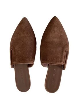 Jenni Kayne Brown Suede Pointed-Toe Slide Mules 39/8.5